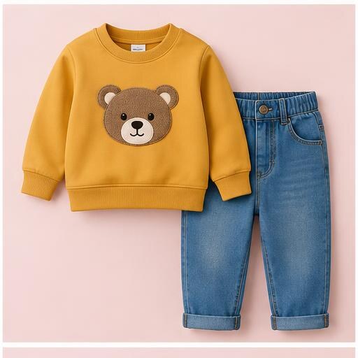 Bear Print Sweatshirt Set